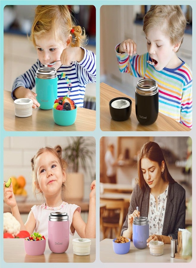 DaCool Food Thermo for Hot Food Insulated Food Jar 16 Ounce Vacuum Stainless Kids Lunch Thermo Container Bento for Kids Adult with Spoon Leakproof for School Office Picnic Travel Outdoors,Cyan Blue - Image 4